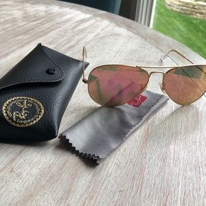 Pink Reflective Ray Ban Aviators with Gold Frame